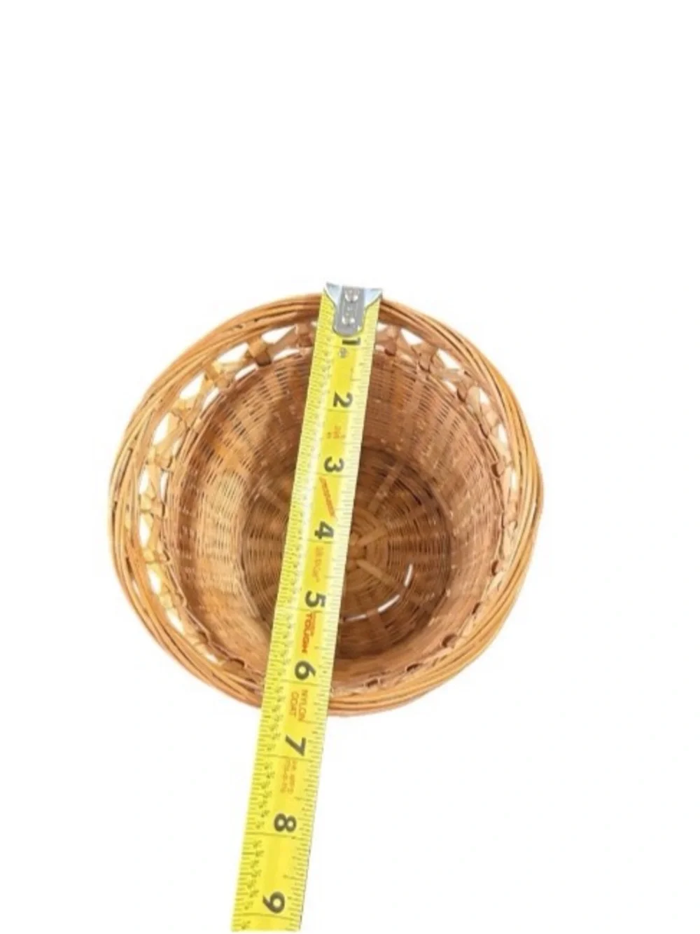 Vintage Mid Century 60 70s Hand Woven Tiger Bamboo Planter Plant Pot Tikki Boho
